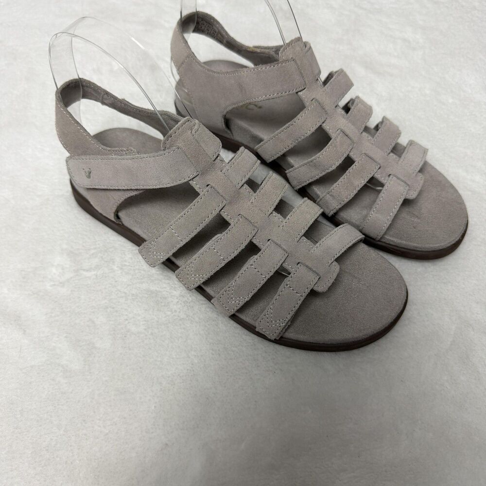 Vionic Shoes Womens Size 8 Gray Ritta Gladiator Sandals Suede Adjustable Comfort